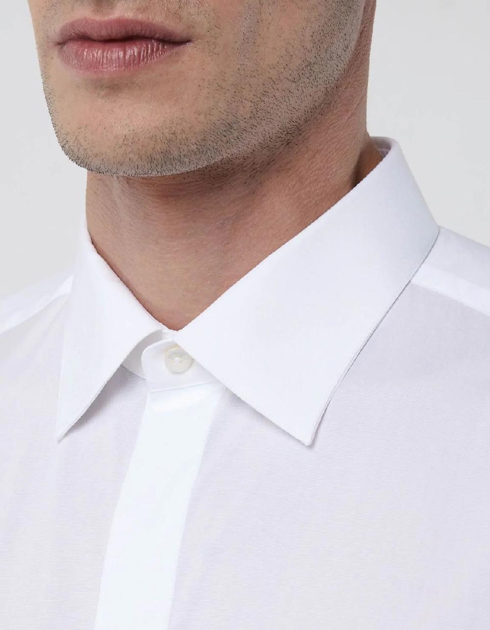 Xacus Camicia Collo italiano Tinta Unita Popeline Bianco