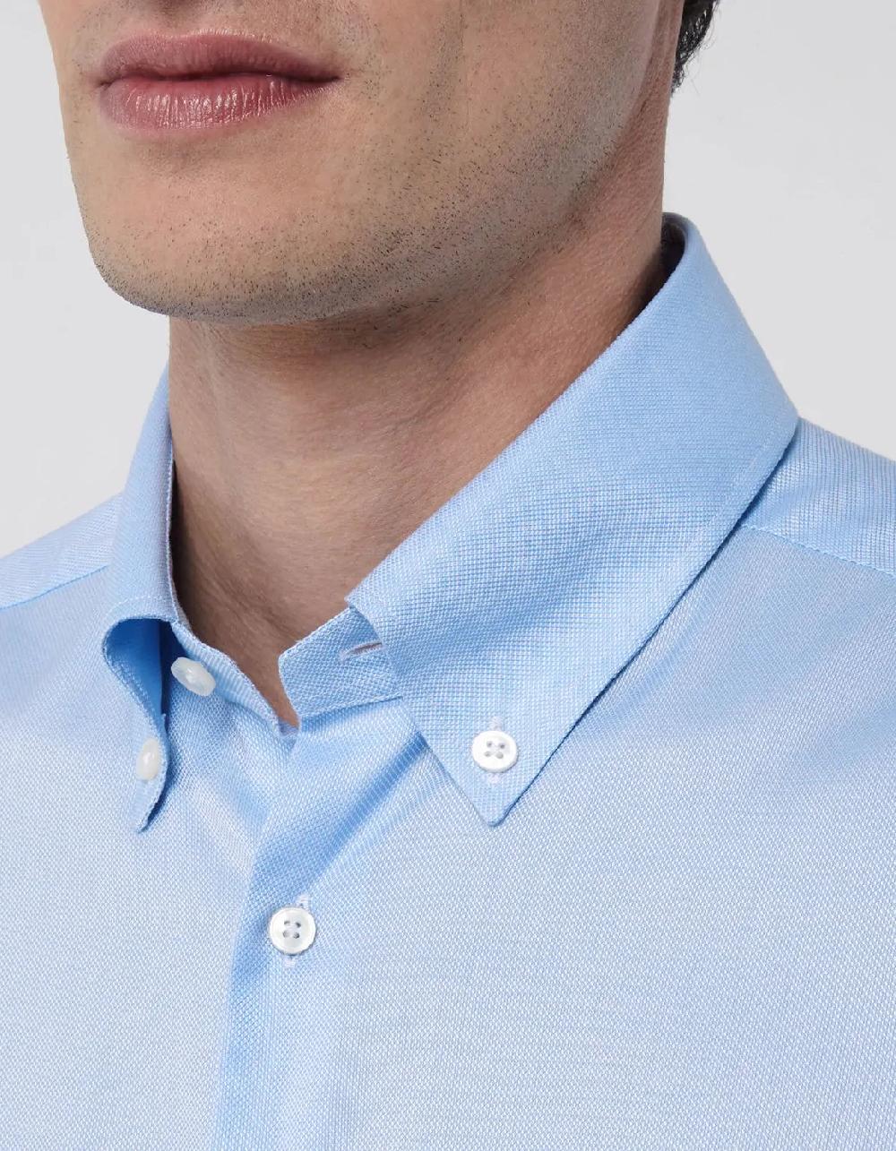 Xacus Camicia Collo button down Tinta Unita Oxford Celeste Online