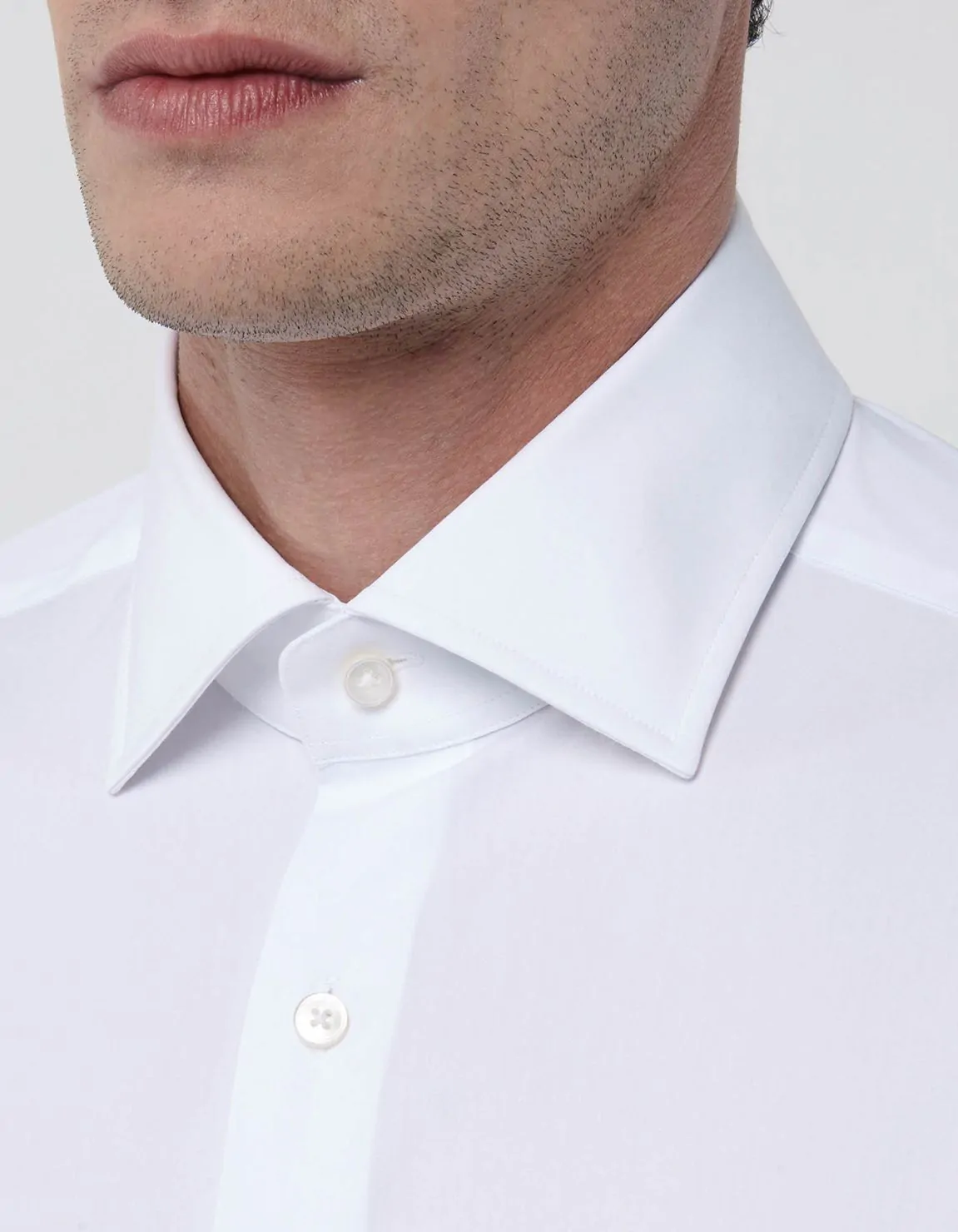Xacus Camicia Collo italiano Tinta Unita Popeline Bianco