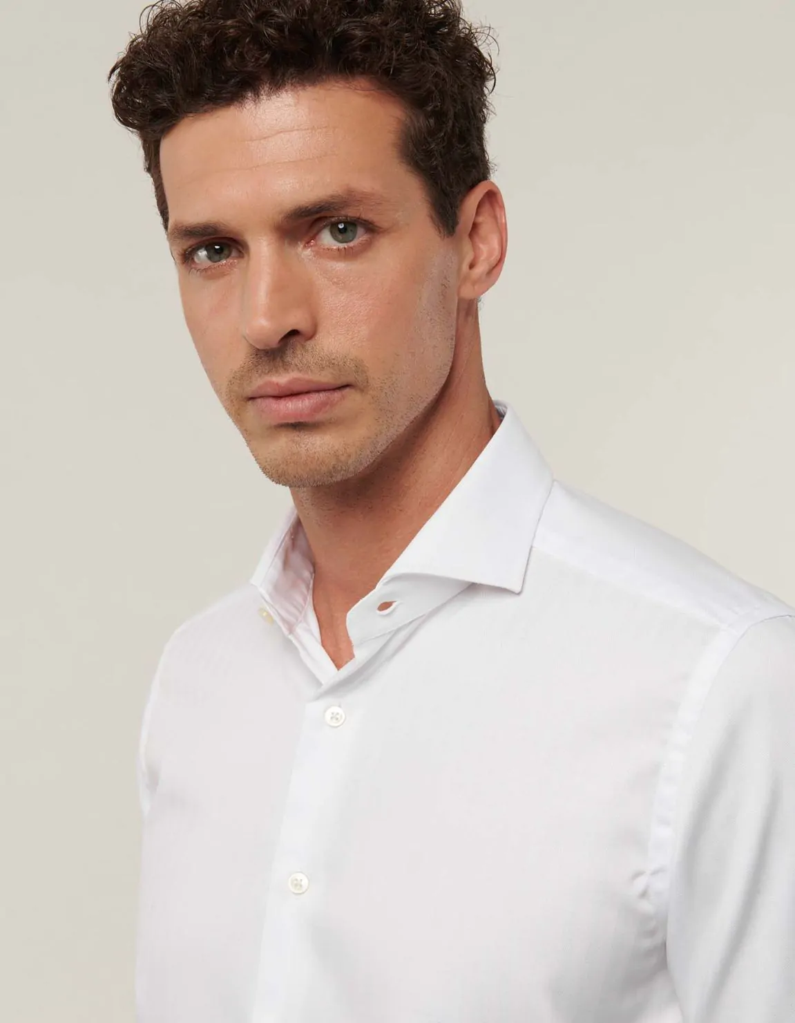 Xacus Camicia Collo francese Tinta Unita Armaturato Bianco I Più Venduti