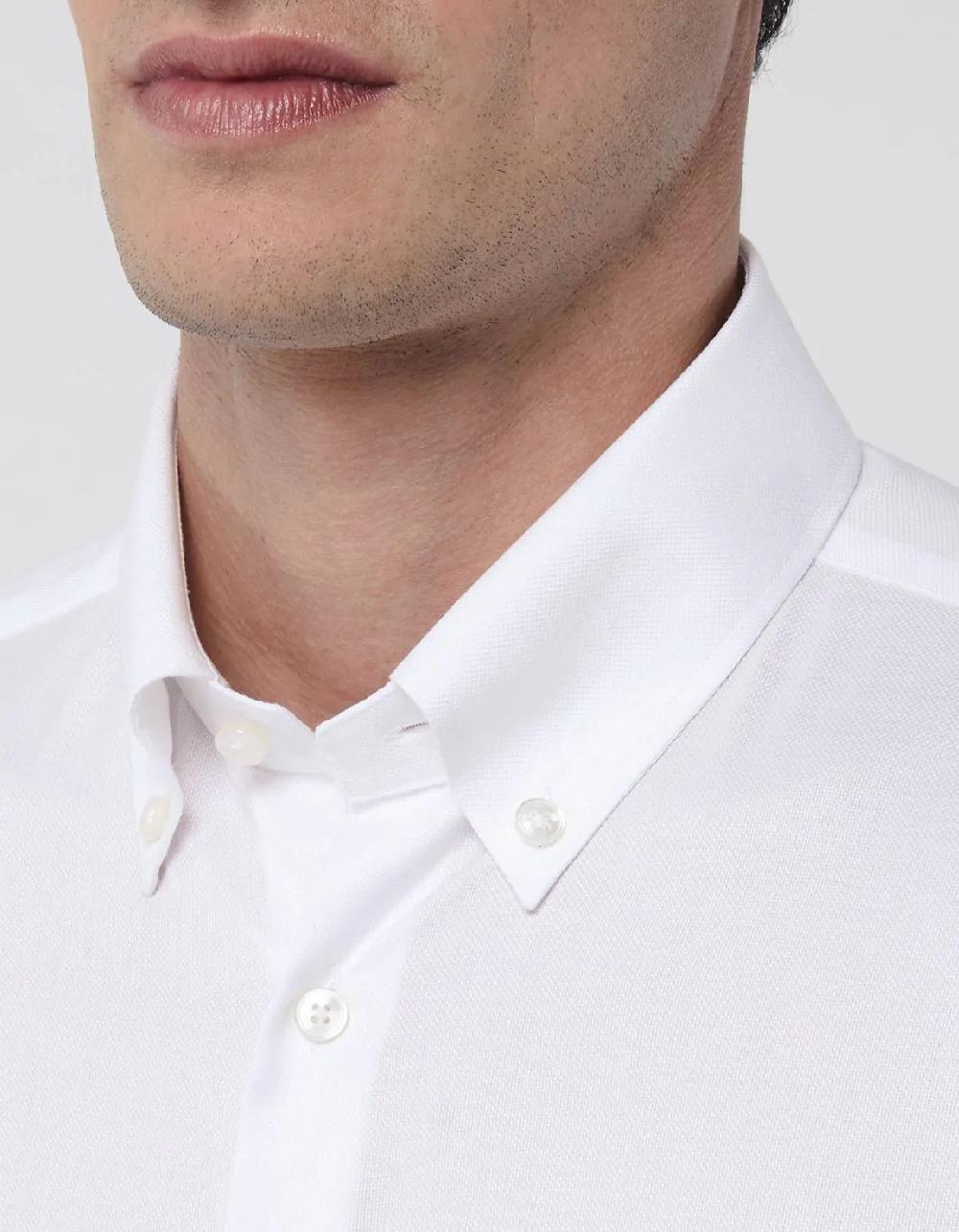 Xacus Camicia Collo button down Tinta Unita Oxford Bianco Moda