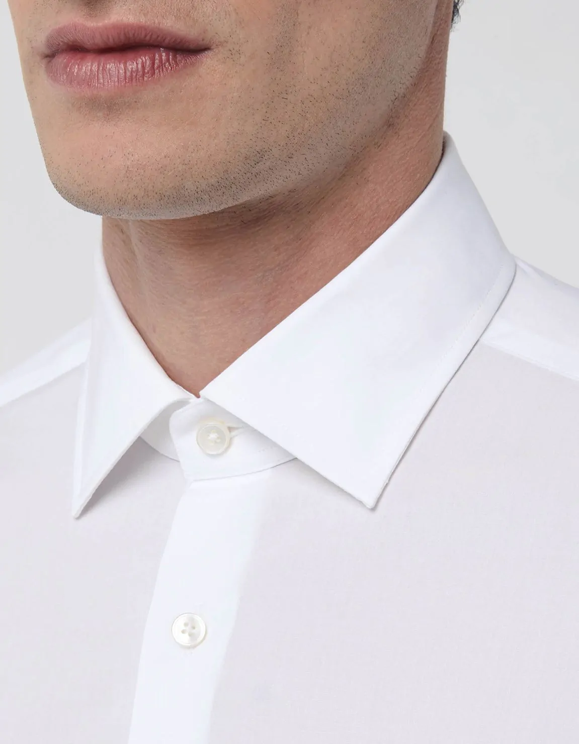 Xacus Camicia Collo italiano Tinta Unita Popeline Bianco Nuovi prodotti