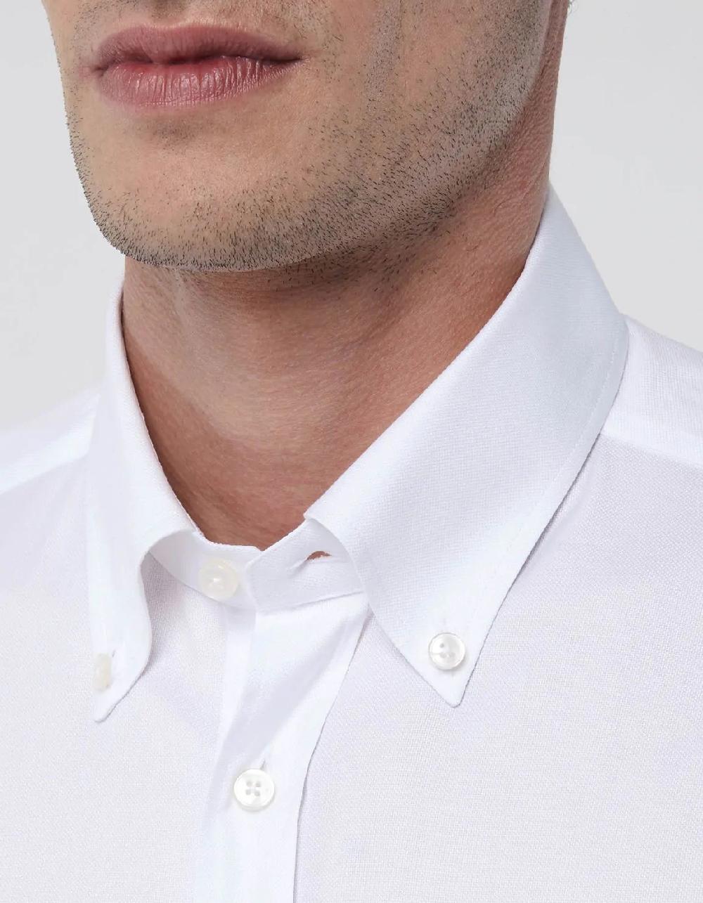 Xacus Camicia Collo button down Tinta Unita Oxford Bianco Fino al 55% di sconto