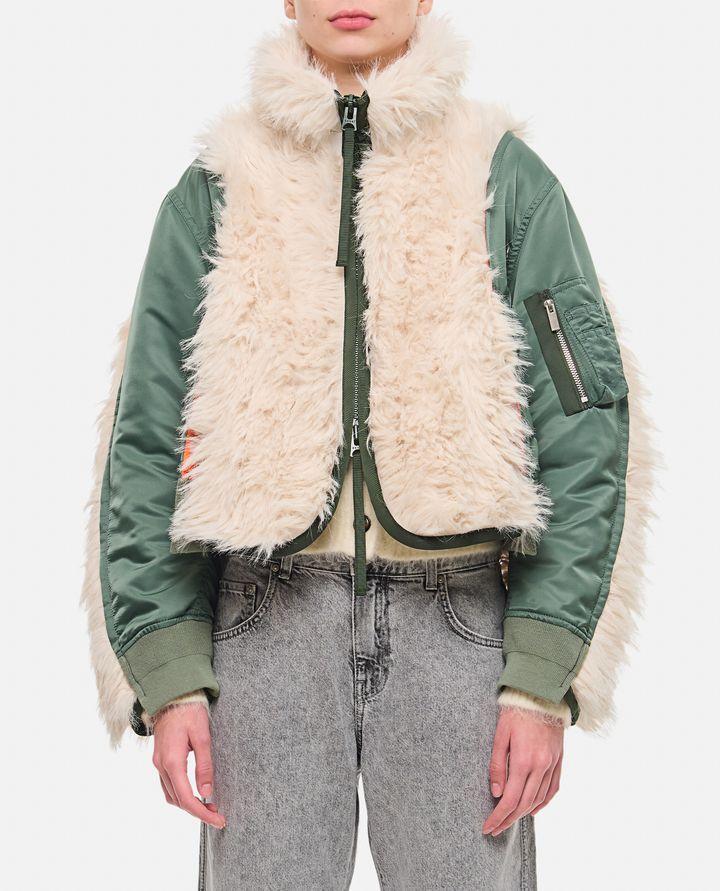 Sacai BOMBER CON INSERTI IN ECOPELLICCIA In Linea