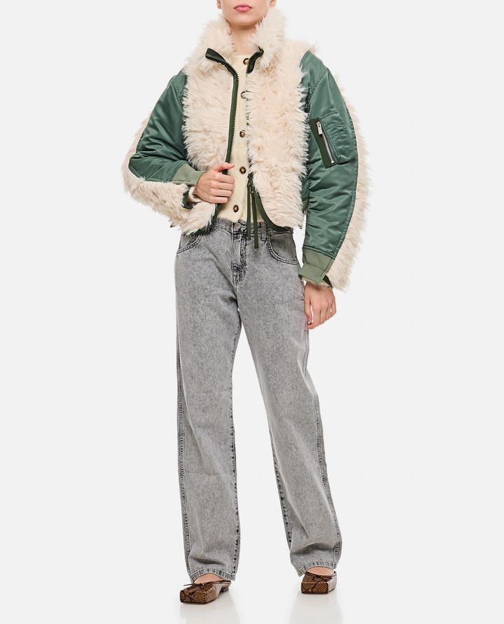Sacai BOMBER CON INSERTI IN ECOPELLICCIA In Linea
