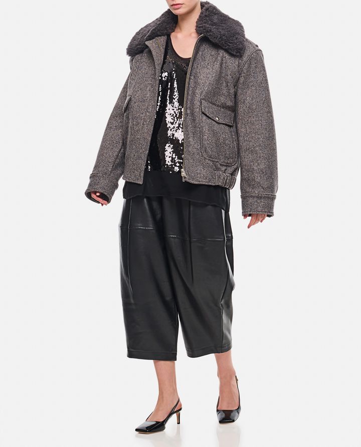 Stella McCartney GIACCA CON ZIP E PROFILI IN LANA TEDDY Fornitura limitata
