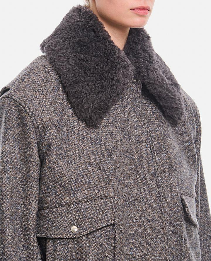 Stella McCartney GIACCA CON ZIP E PROFILI IN LANA TEDDY Fornitura limitata