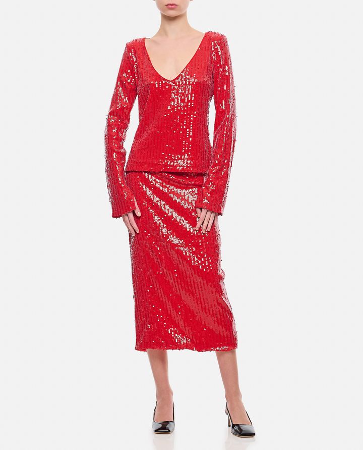 Rotate Birger Christensen GONNA MIDI A TUBO CON PAILLETTES Sostegno trimestrale