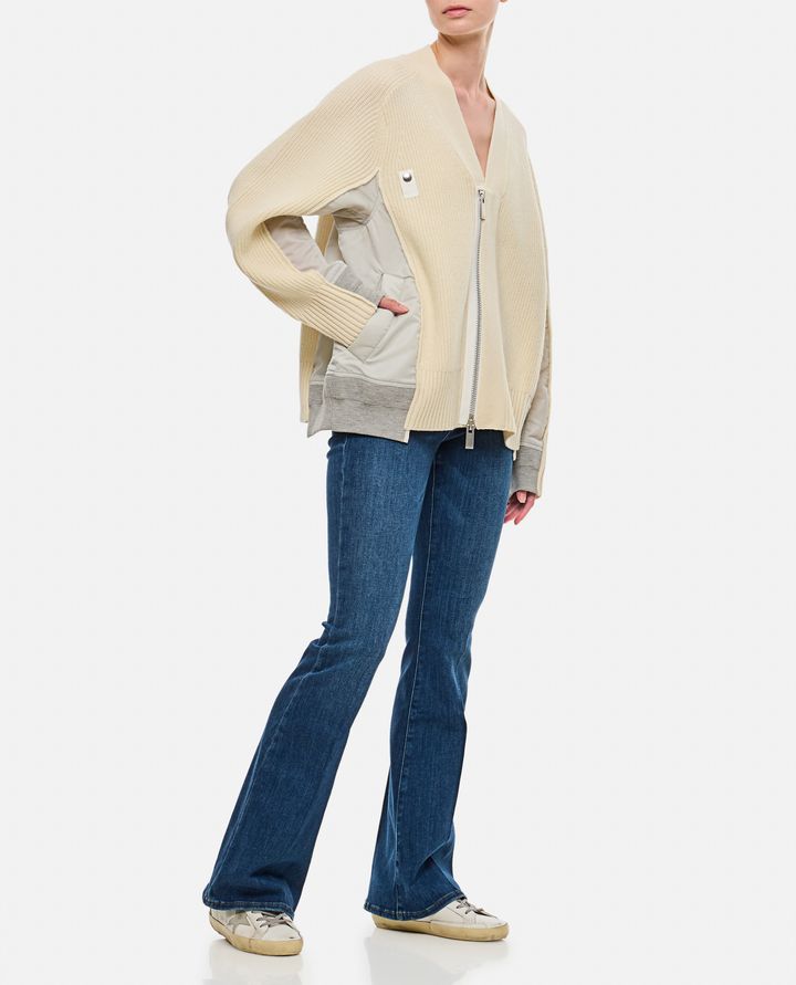 Sacai MCARDIGAN IN LANA E TWILL DI NYLON Trasporto libero internazionale