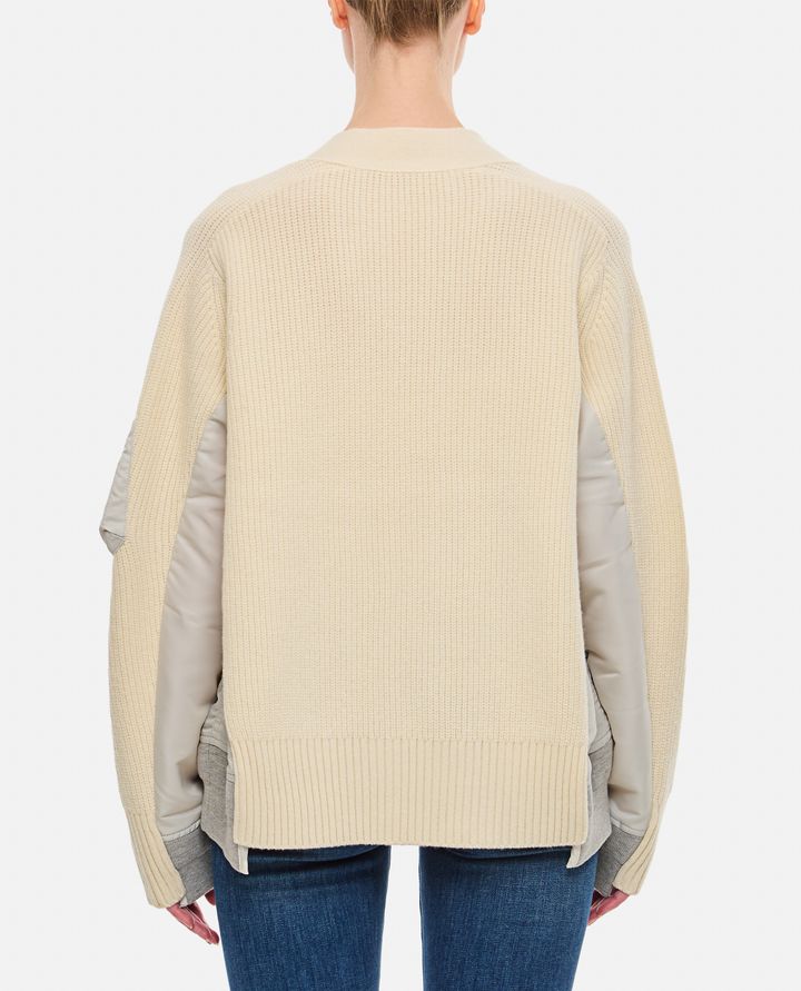 Sacai MCARDIGAN IN LANA E TWILL DI NYLON Trasporto libero internazionale