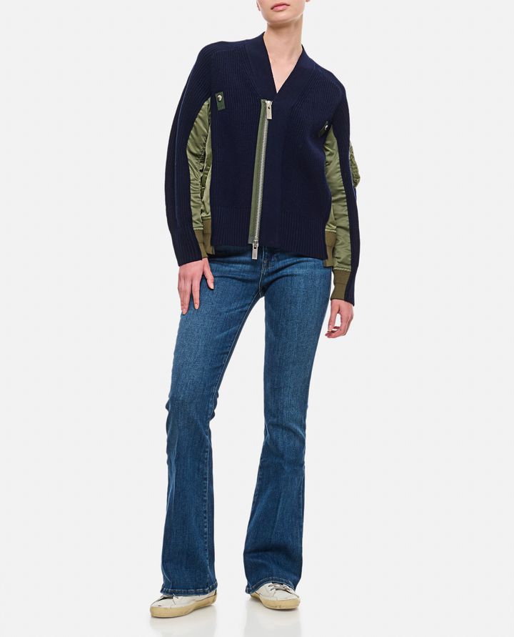 Sacai CARDIGAN IN LANA E TWILL DI NYLON Duty-free