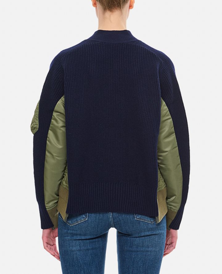 Sacai CARDIGAN IN LANA E TWILL DI NYLON Duty-free