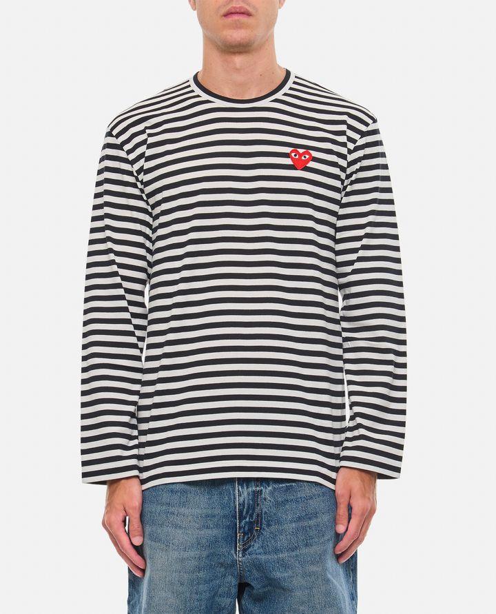 Comme Des Garçons Play MAGLIETTA A MANICHE LUNGHE A RIGHE CON LOGO Offerta esclusiva