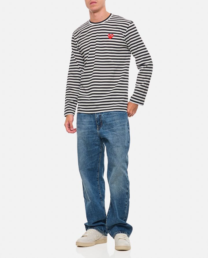 Comme Des Garçons Play MAGLIETTA A MANICHE LUNGHE A RIGHE CON LOGO Offerta esclusiva