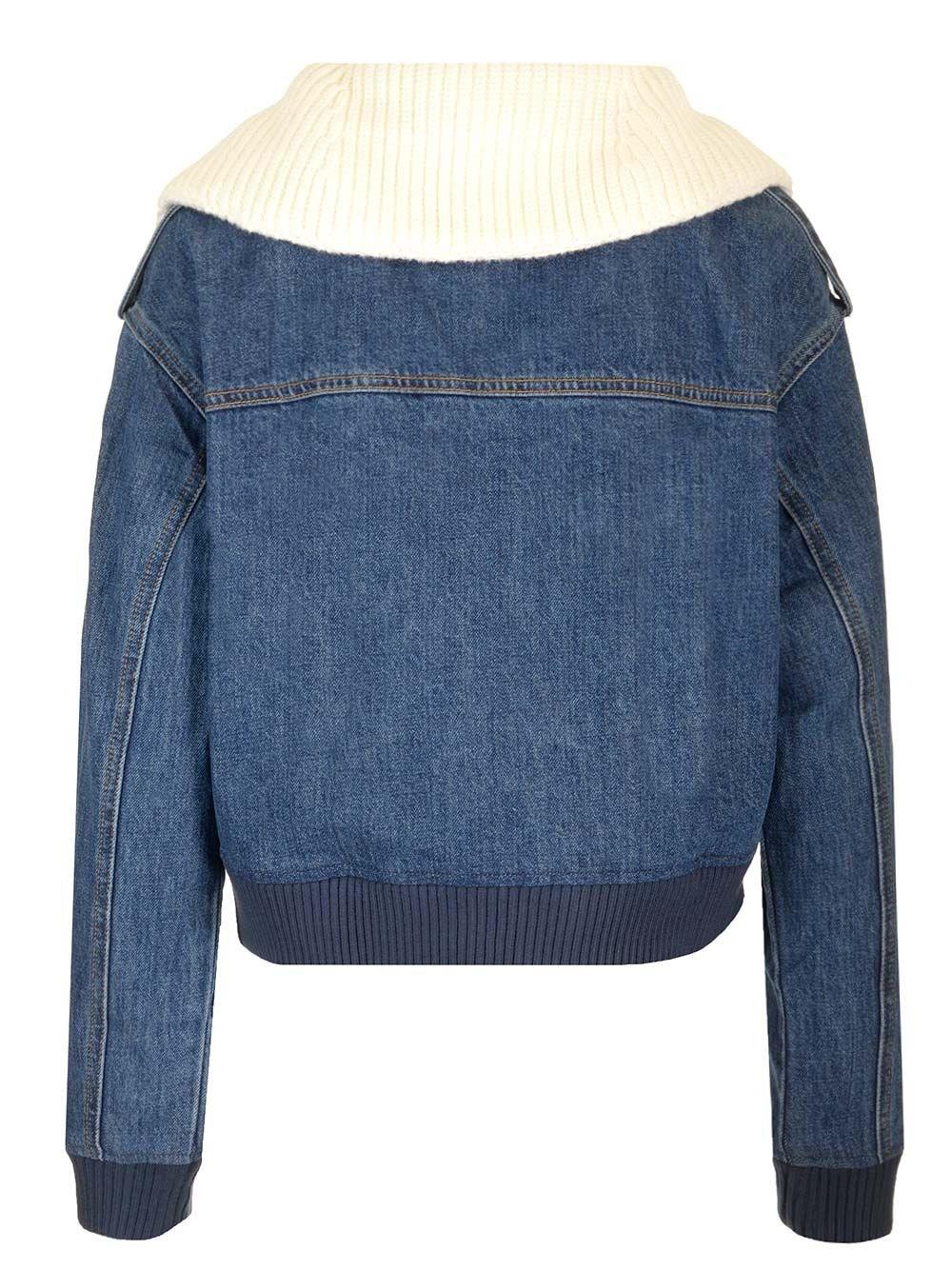 Al Duca D'Aosta Self-portrait Giacca jeans collo in maglia Qualità Garantita
