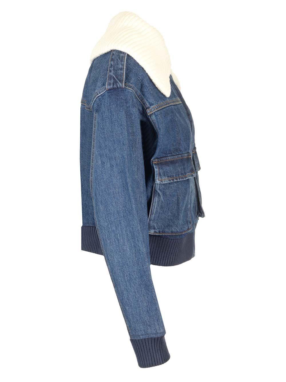 Al Duca D'Aosta Self-portrait Giacca jeans collo in maglia Qualità Garantita