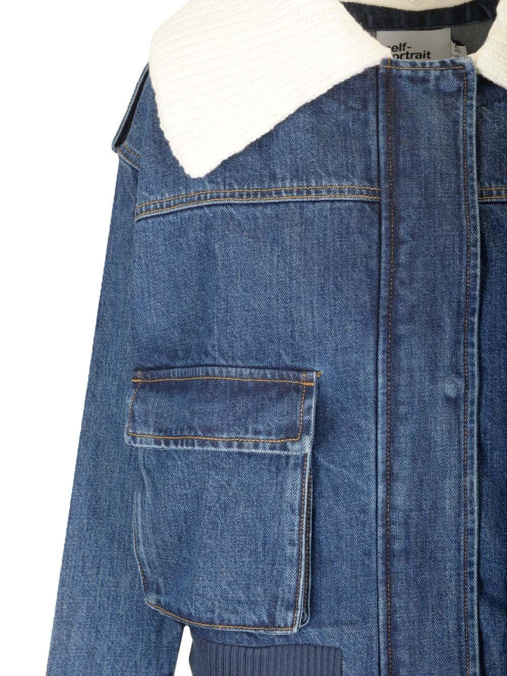 Al Duca D'Aosta Self-portrait Giacca jeans collo in maglia Qualità Garantita