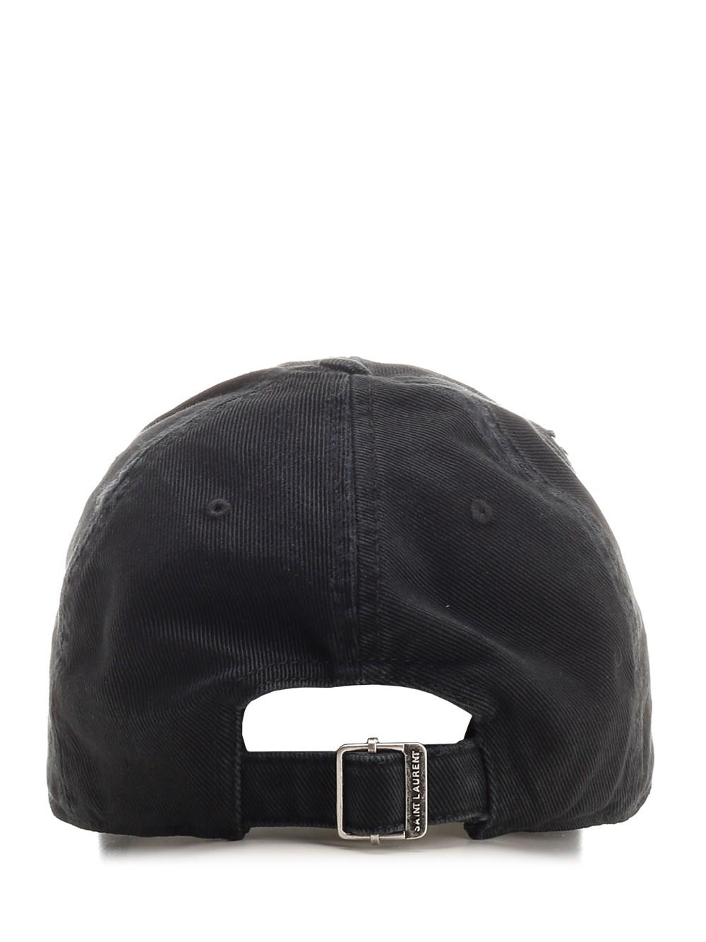 Al Duca D'Aosta Saint Laurent Cappellino "Cassandre" in denim slavato Black Friday Prezzi