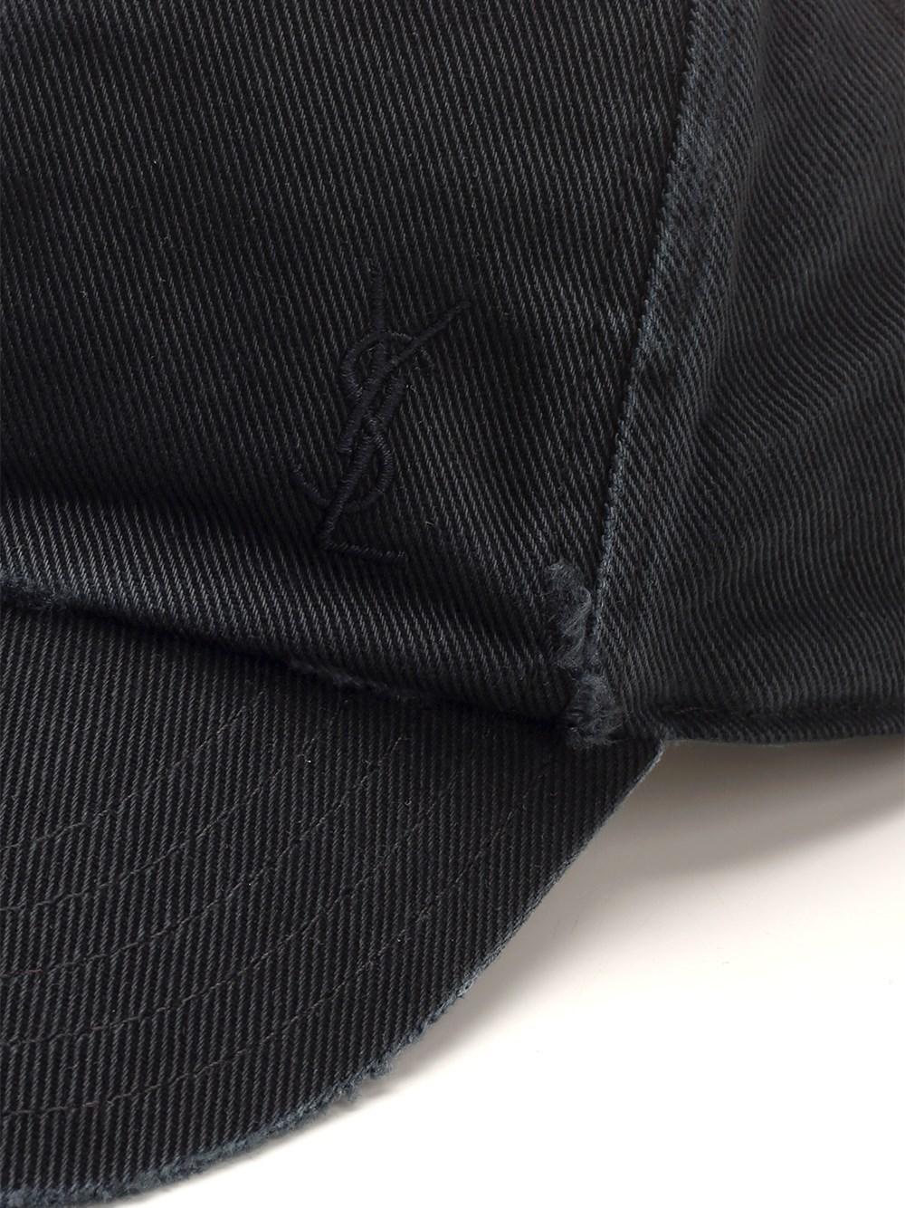 Al Duca D'Aosta Saint Laurent Cappellino "Cassandre" in denim slavato Black Friday Prezzi