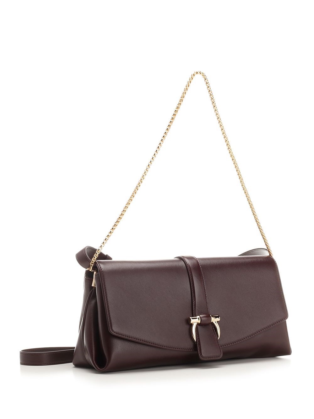 Al Duca D'Aosta Ferragamo GANCINO POUCH MEDIUM SHOULDER BAG WITH SHOUDLER STRAP AND CHAIN BORDEAUX Ultimi due giorni