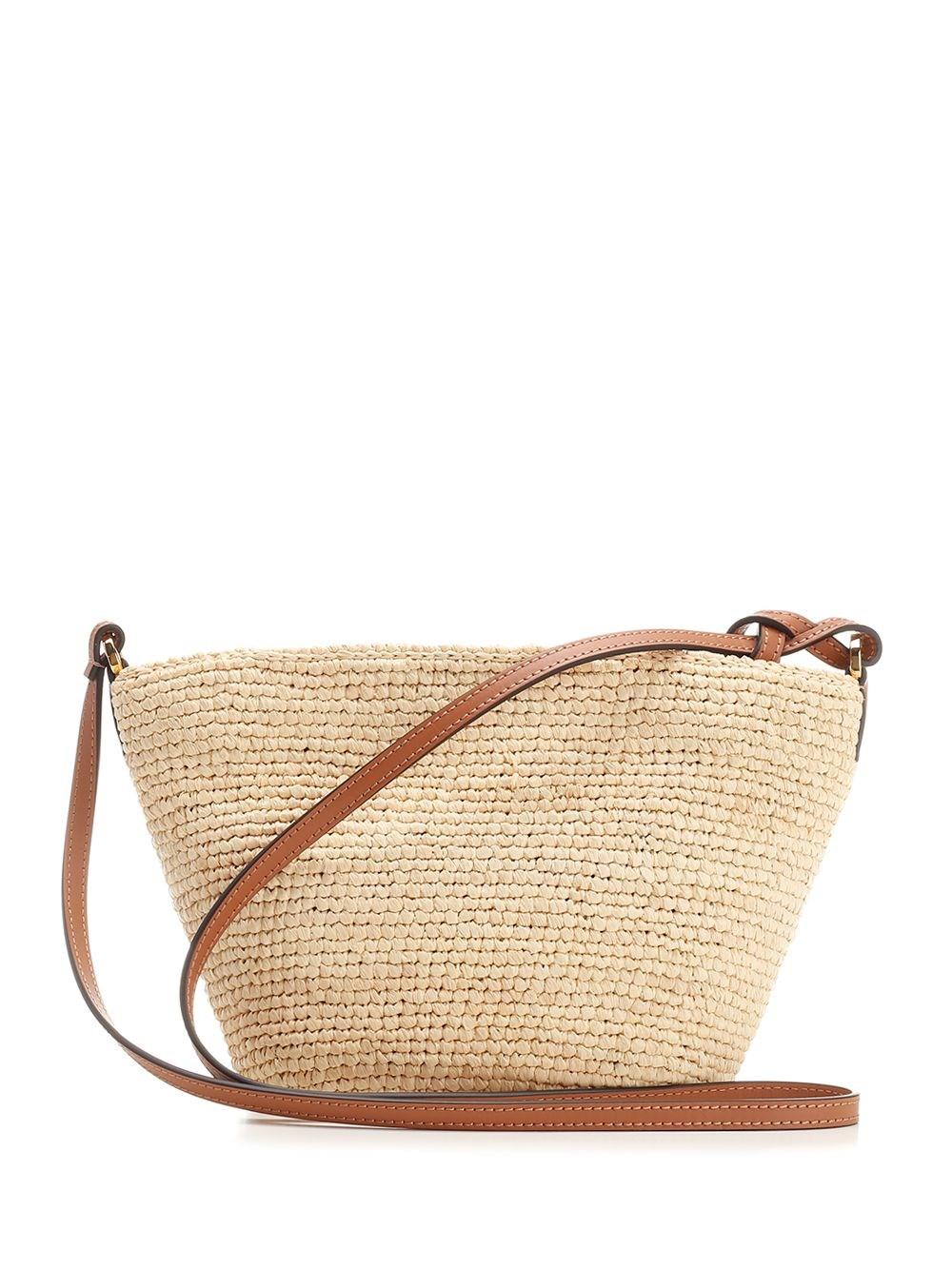 Al Duca D'Aosta Loewe Paula's Ibiza Borsa pochette "Slit" in rafia e pelle di vitello 2025